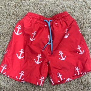 Crew cuts size 3 red anchor swim trunks
